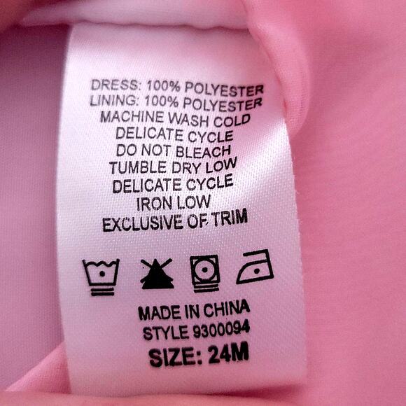 La Princess Sheer Pink Infant Girl Dress w/ Pink Rosettes 24 Months - Picture 7 of 10